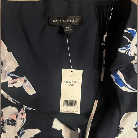 🆕 Banana Republic | Linen Cotton Blend Ruffle Wrap Floral Dress Size 14