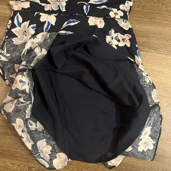 🆕 Banana Republic | Linen Cotton Blend Ruffle Wrap Floral Dress Size 14