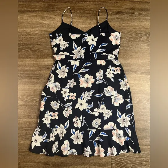 🆕 Banana Republic | Linen Cotton Blend Ruffle Wrap Floral Dress Size 14