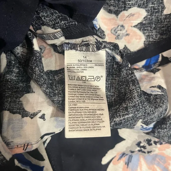 🆕 Banana Republic | Linen Cotton Blend Ruffle Wrap Floral Dress Size 14