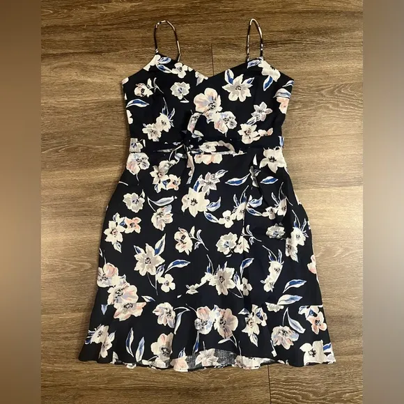 🆕 Banana Republic | Linen Cotton Blend Ruffle Wrap Floral Dress Size 14