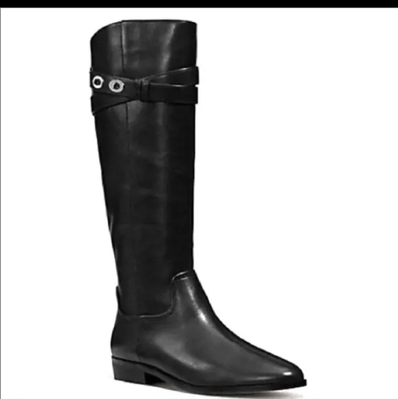 - Coach Linette Turn Lock Block Leather Tall Boots