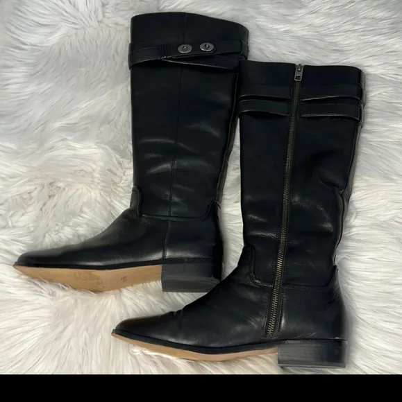 - Coach Linette Turn Lock Block Leather Tall Boots
