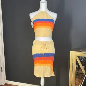 💕 CUTESY💕 Striped Halter Neck Skirt Set