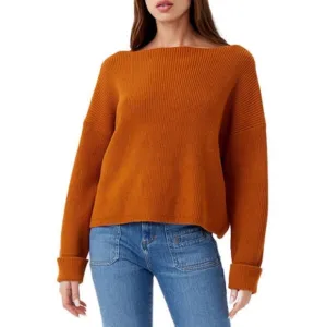 🆕 French Connection Rust Sweater Women’s XS Orange Oversized Knit Cozy Pullover