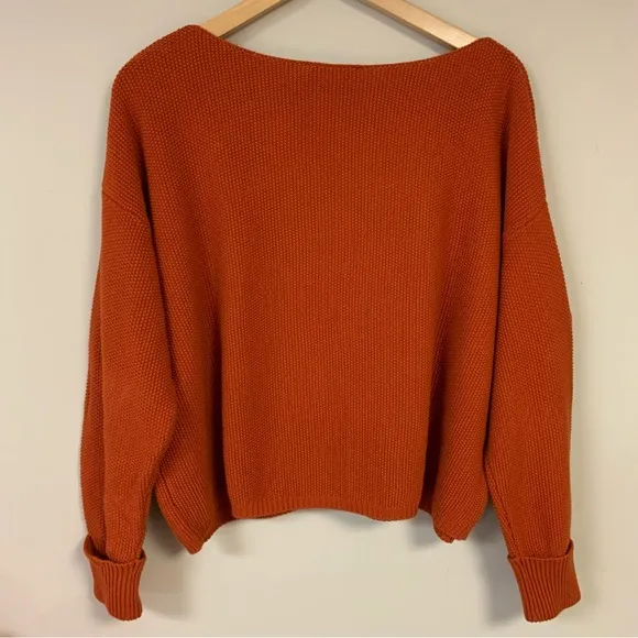 🆕 French Connection Rust Sweater Women’s XS Orange Oversized Knit Cozy Pullover