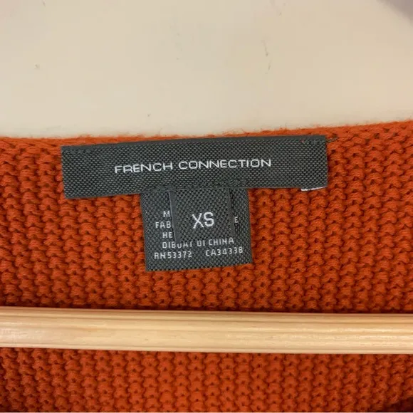 🆕 French Connection Rust Sweater Women’s XS Orange Oversized Knit Cozy Pullover