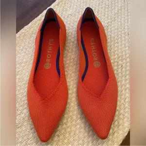 🍊 Rothy's Pointed Toe Comfort Orange Flats Size 11 42