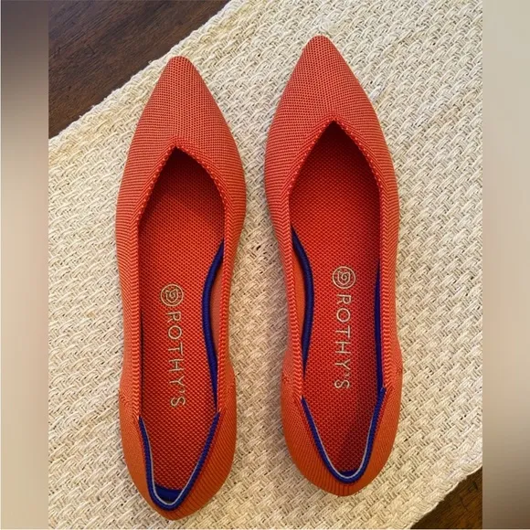 🍊 Rothy's Pointed Toe Comfort Orange Flats Size 11 42