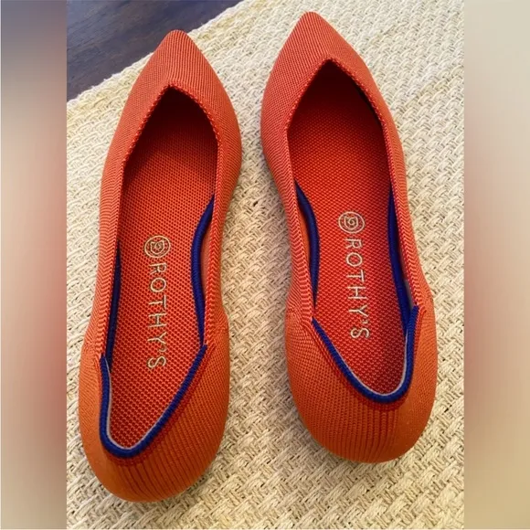 🍊 Rothy's Pointed Toe Comfort Orange Flats Size 11 42
