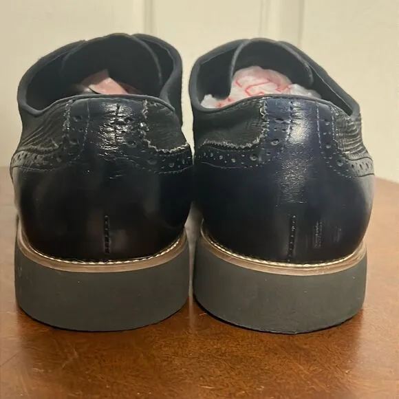 🔥🔥 STACY ADAMS  Baxley Oxford Derby Wingtip Shoes - Ink Blue - Sz 13M - EUC