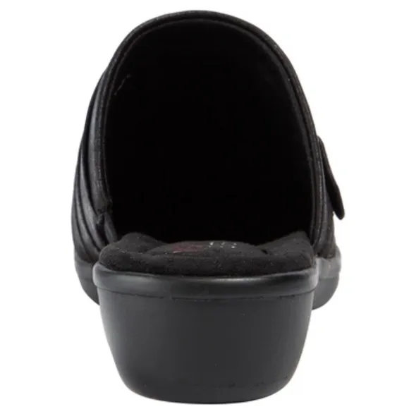 🆕 Wearever Doris Slip-on Clog Mules Black Leather Flats, size 9.5 US