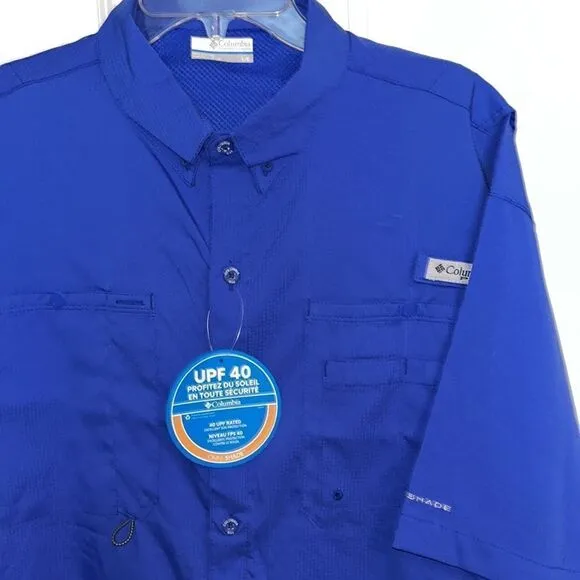 2-New Crystal springs 100% Blue Columbia PFG Performance fishing shirt Shorts M