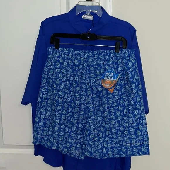 2-New Crystal springs 100% Blue Columbia PFG Performance fishing shirt Shorts M