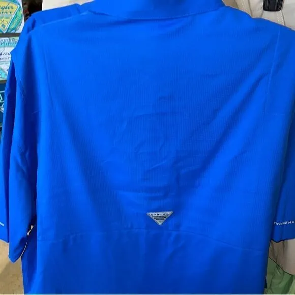 2-New Crystal springs 100% Blue Columbia PFG Performance fishing shirt Shorts M