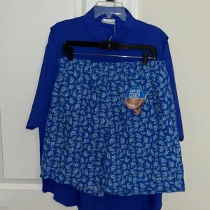 2-New Crystal springs 100% Blue Columbia PFG Performance fishing shirt Shorts M