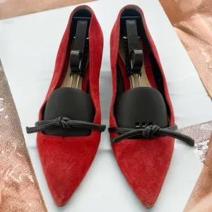 3.1 Phillip Lim Martini Red &amp; Black Suede Leather Pointed Toe Flats Size 39-8.5