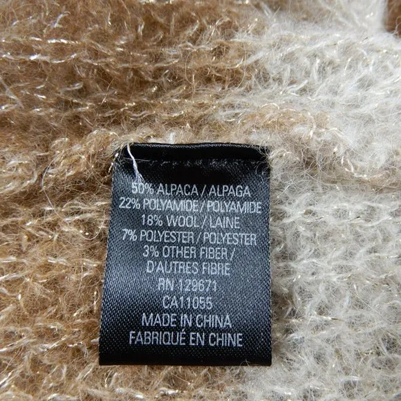 360 SWEATER Pullover S Boxy Colorblock Stripe Alpaca Wool Knit Gold Camel NEW
