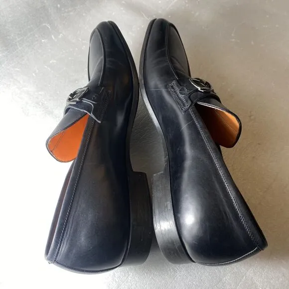 $550 MINT Santoni Ivo Bit Men’s 11.5 D Loafer Black Leather Dress Shoes Italy
