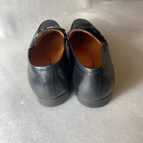 $550 MINT Santoni Ivo Bit Men’s 11.5 D Loafer Black Leather Dress Shoes Italy