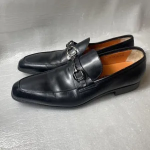 $550 MINT Santoni Ivo Bit Men’s 11.5 D Loafer Black Leather Dress Shoes Italy
