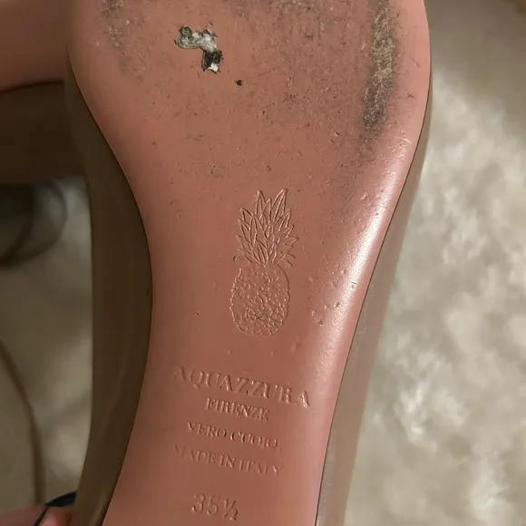 $675 Aquazzura Women's Christy Lace-Up Flats - Tan/Beige