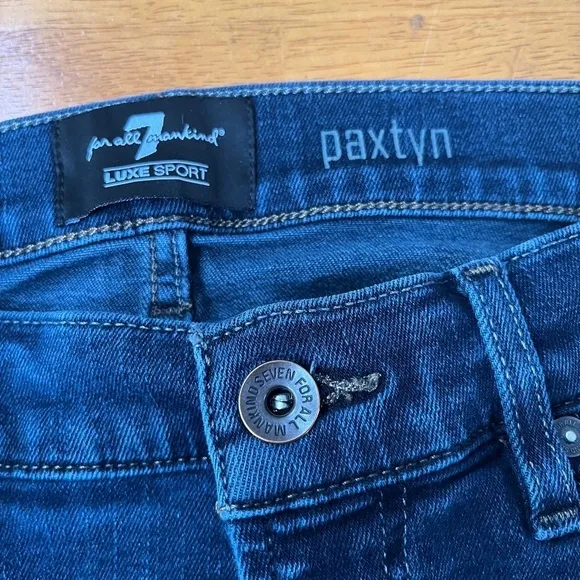 7 For all Mankind Kimmie Straight Leg Jeans Classic Skinny Dark Blue, Size 31
