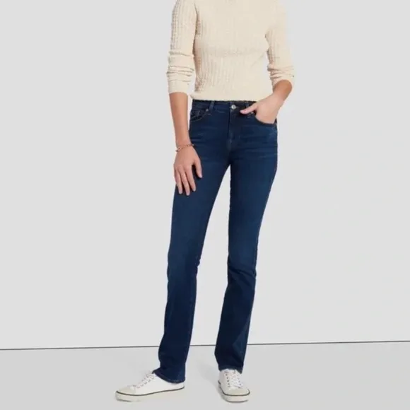 7 For all Mankind Kimmie Straight Leg Jeans Classic Skinny Dark Blue, Size 31