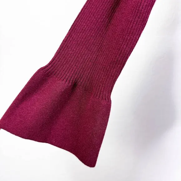 7 For All Mankind Wool Blend Boat Neck Ribbed Knit Sweater Top Burgundy XL NWT