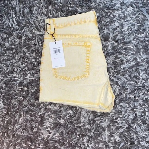 7 For All Mankind Yellow Distressed Cutoff Shorts Festival Concert Beach