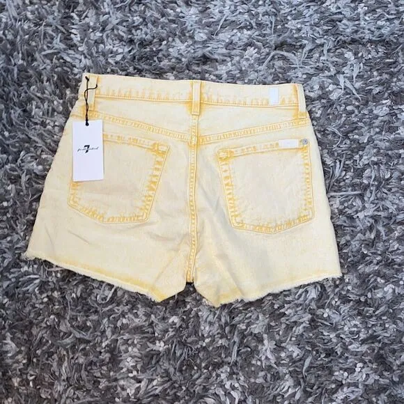 7 For All Mankind Yellow Distressed Cutoff Shorts Festival Concert Beach