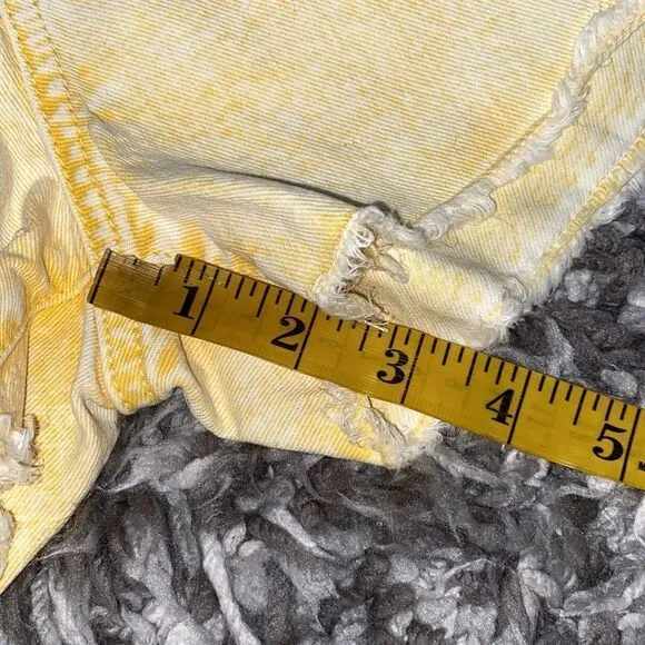 7 For All Mankind Yellow Distressed Cutoff Shorts Festival Concert Beach