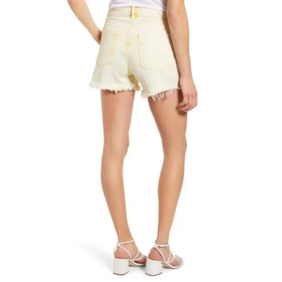 7 For All Mankind Yellow Distressed Cutoff Shorts Festival Concert Beach