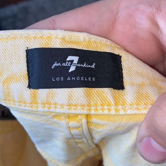 7 For All Mankind Yellow Distressed Cutoff Shorts Festival Concert Beach