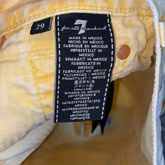 7 For All Mankind Yellow Distressed Cutoff Shorts Festival Concert Beach
