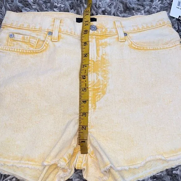 7 For All Mankind Yellow Distressed Cutoff Shorts Festival Concert Beach