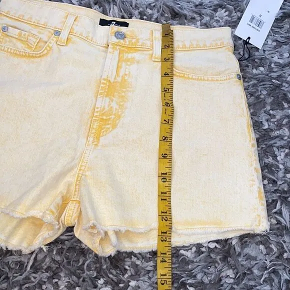 7 For All Mankind Yellow Distressed Cutoff Shorts Festival Concert Beach