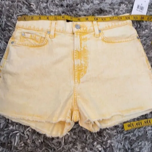 7 For All Mankind Yellow Distressed Cutoff Shorts Festival Concert Beach