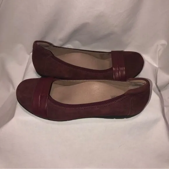 Abeo BIO System Tessa Wine Burgundy Suede Flats 8.5 Comfort Shoes