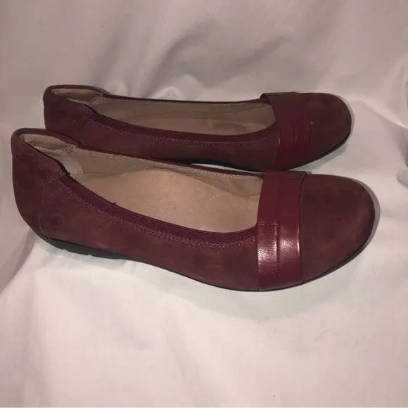 Abeo BIO System Tessa Wine Burgundy Suede Flats 8.5 Comfort Shoes