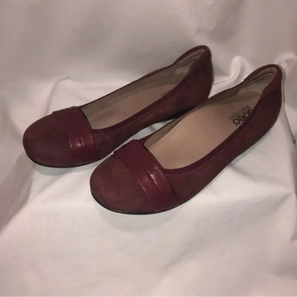Abeo BIO System Tessa Wine Burgundy Suede Flats 8.5 Comfort Shoes