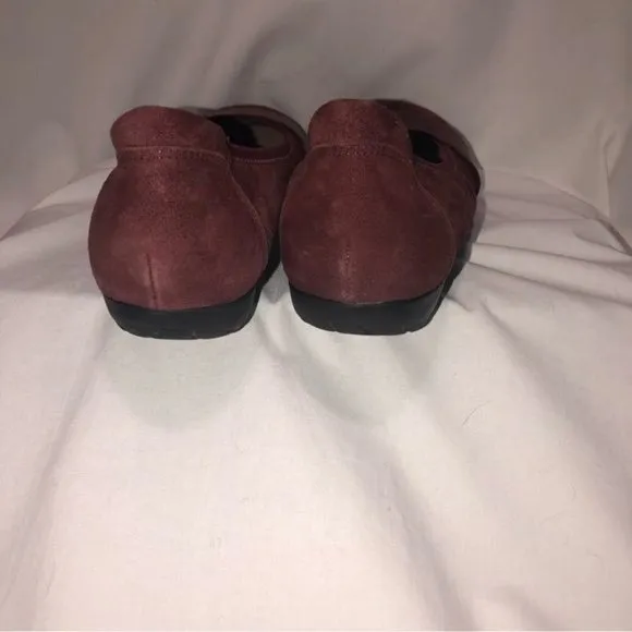 Abeo BIO System Tessa Wine Burgundy Suede Flats 8.5 Comfort Shoes
