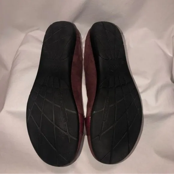 Abeo BIO System Tessa Wine Burgundy Suede Flats 8.5 Comfort Shoes