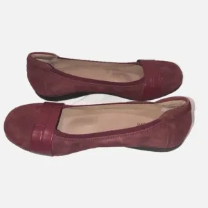 Abeo BIO System Tessa Wine Burgundy Suede Flats 8.5 Comfort Shoes