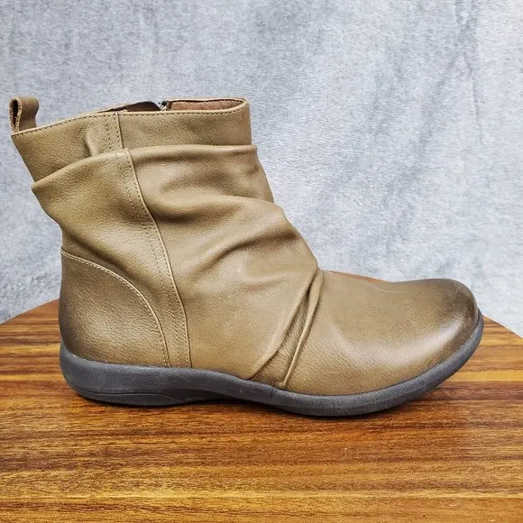 Abeo Boots Women's 6 Brown Leather Side Zip Up Slouch Exeter Ankle Booties