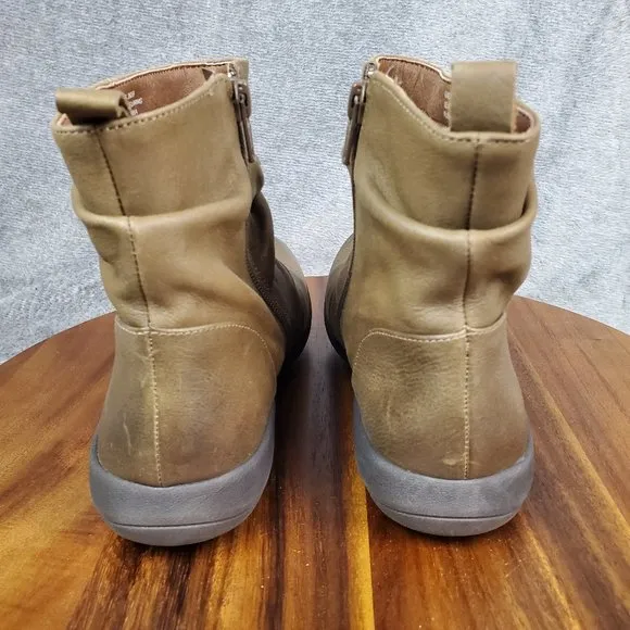 Abeo Boots Women's 6 Brown Leather Side Zip Up Slouch Exeter Ankle Booties