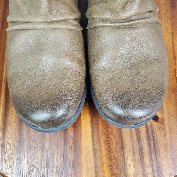 Abeo Boots Women's 6 Brown Leather Side Zip Up Slouch Exeter Ankle Booties