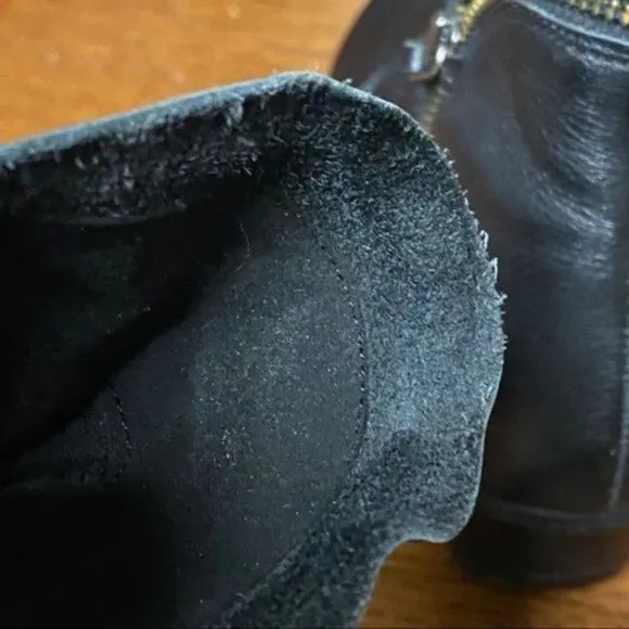 ABEO Pro Black Leather Ankle Boots with Side Zip Ruched Design Comfort Booties 7