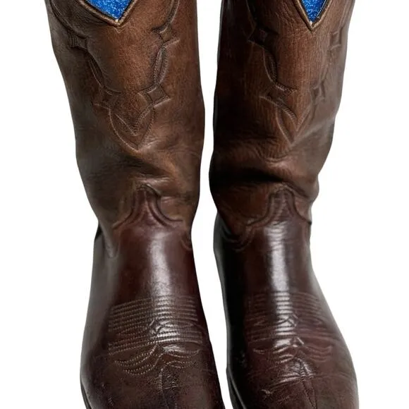Abilene Elk Vintage Western Cowboy Boots Burgundy Leather Pointed Toe Boots