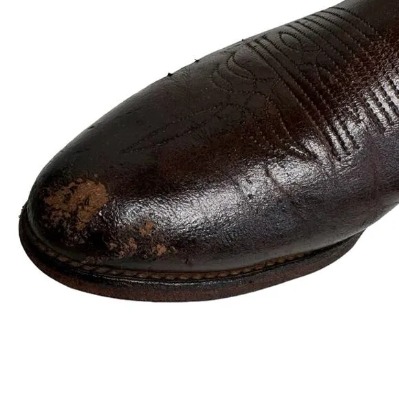 Abilene Elk Vintage Western Cowboy Boots Burgundy Leather Pointed Toe Boots